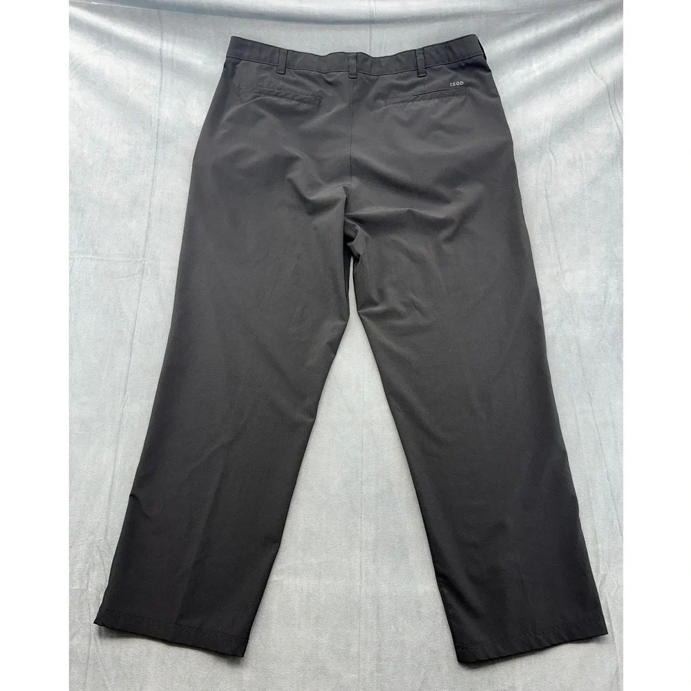 IZOD Golf Mens 40x32 Black Performance Stretch Straight Leg Pants 4393